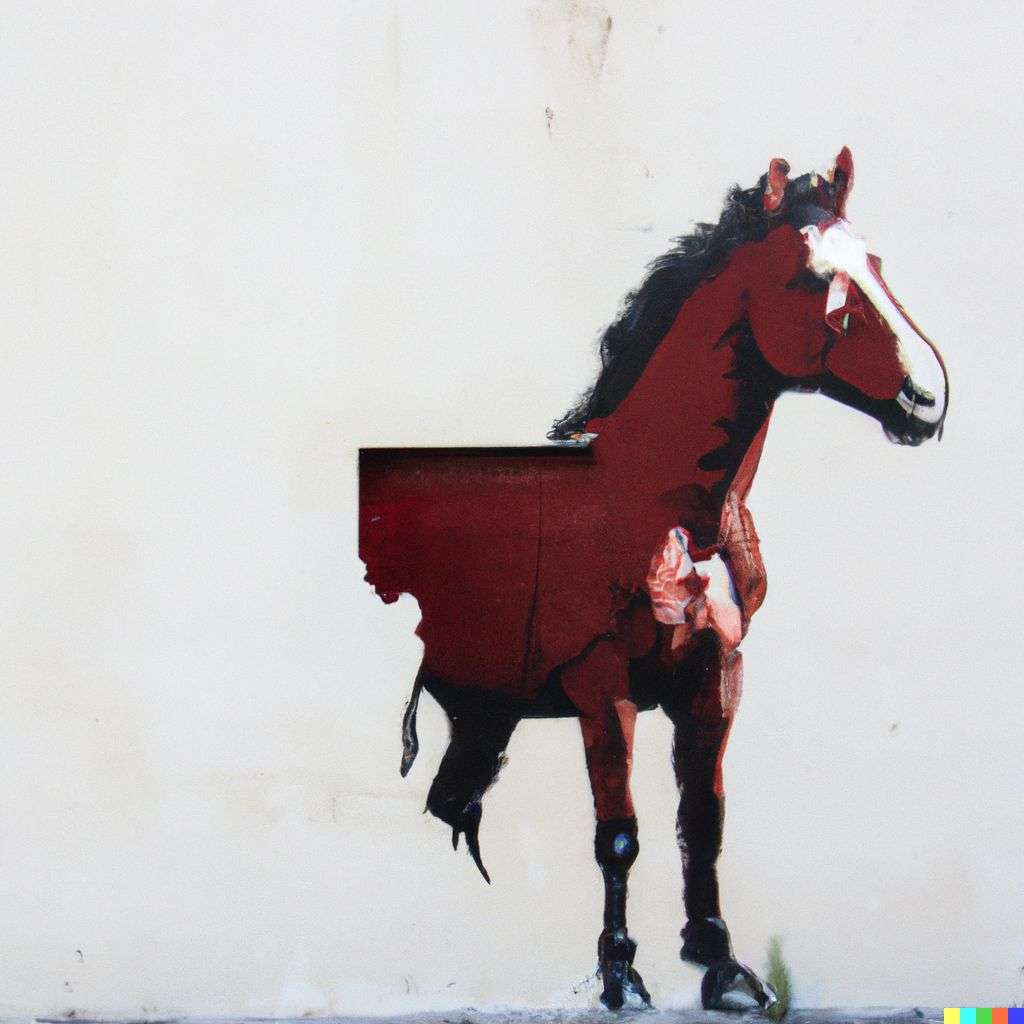 a horse, wall mural by Ernest Zacharevic
